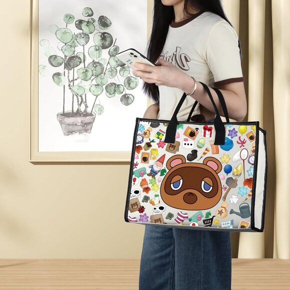 Animal Tote Bag Cotton Spacious Shoulder Bag Gift for Gamer Villager Fans - Picture 6 of 7
